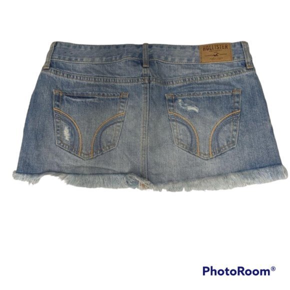 Hollister Skirt Women Size 26 Denim Mini Distressed Daisy Flower Lace Small - Picture 2 of 7